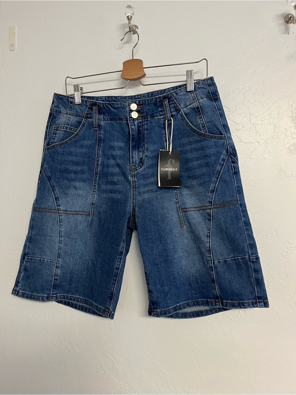 Flamingals Dark Blue Denim Jean Shorts - Women's